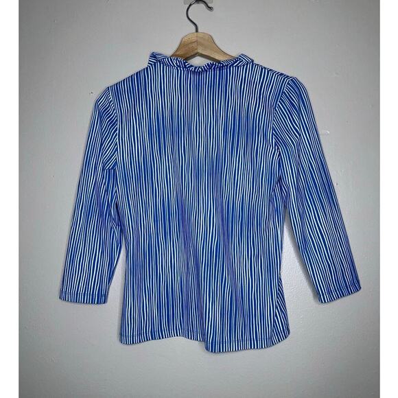 J. McLaughlin Catalina Cloth Durham 3/4 Sleeve Top Blue/White Stripe Size XS - Picture 7 of 7